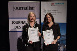 Michele Binswanger (1.Platz) und Sarah Jäggi (3.Platz) wurden in der Kategorie Gesellschaft ausgezeichnet