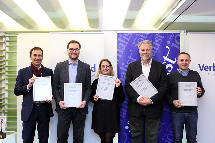 Thomas Lutz (Microsoft Österreich) / Lev Ratner, Barbara Holzbauer und Helmut Spudich (T-Mobile Austria)